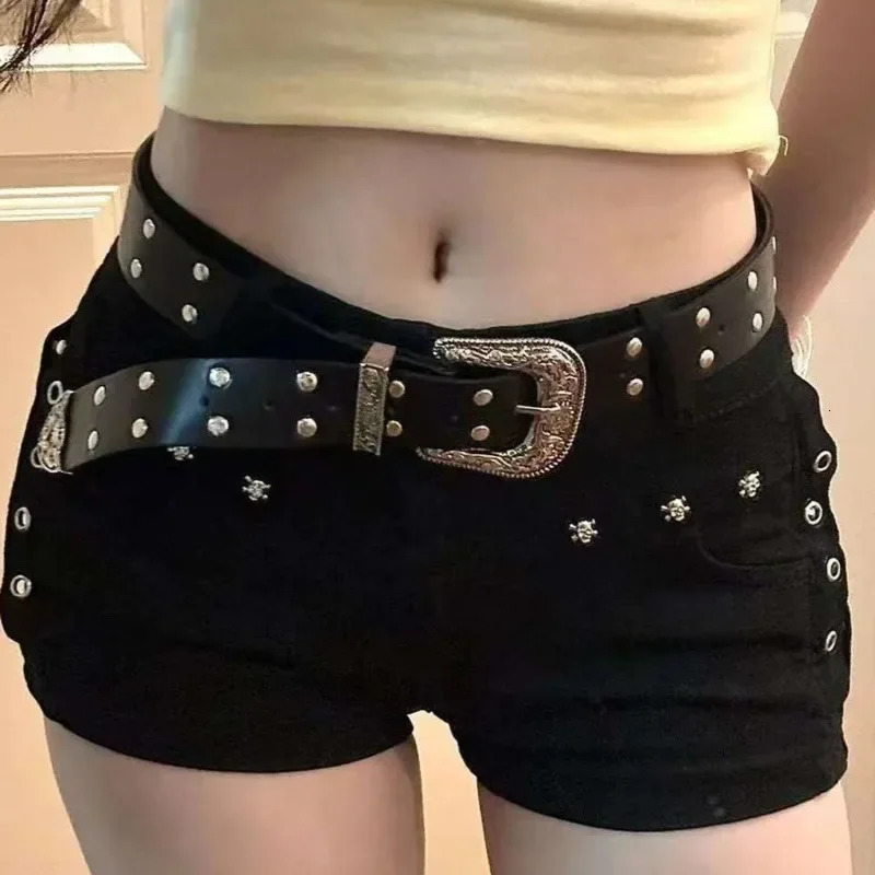 Y2K denim shorts for women low waisted river solid color street clothing fashionable and casual juku style wrapped buttocks tight jeans sexy spicy gir