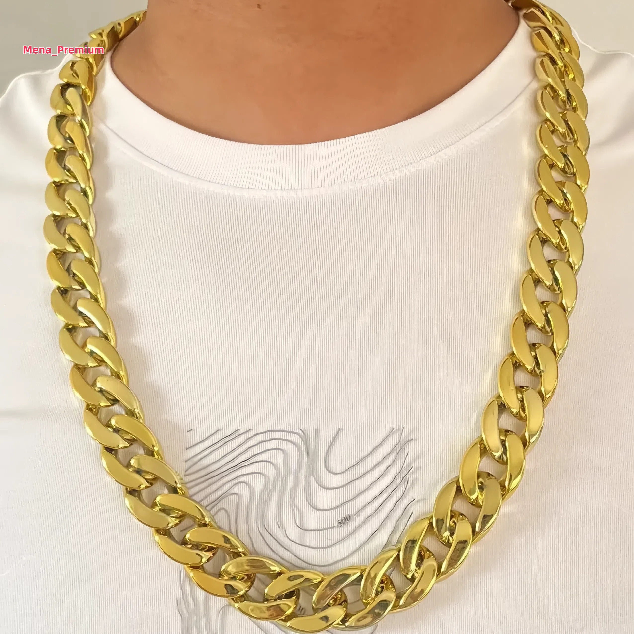 1pcs Mens Golden-Tone Hip Hop Cuban Link Chain Necklace Plastic Fashion Statement Piece for Everyday Special Occasions