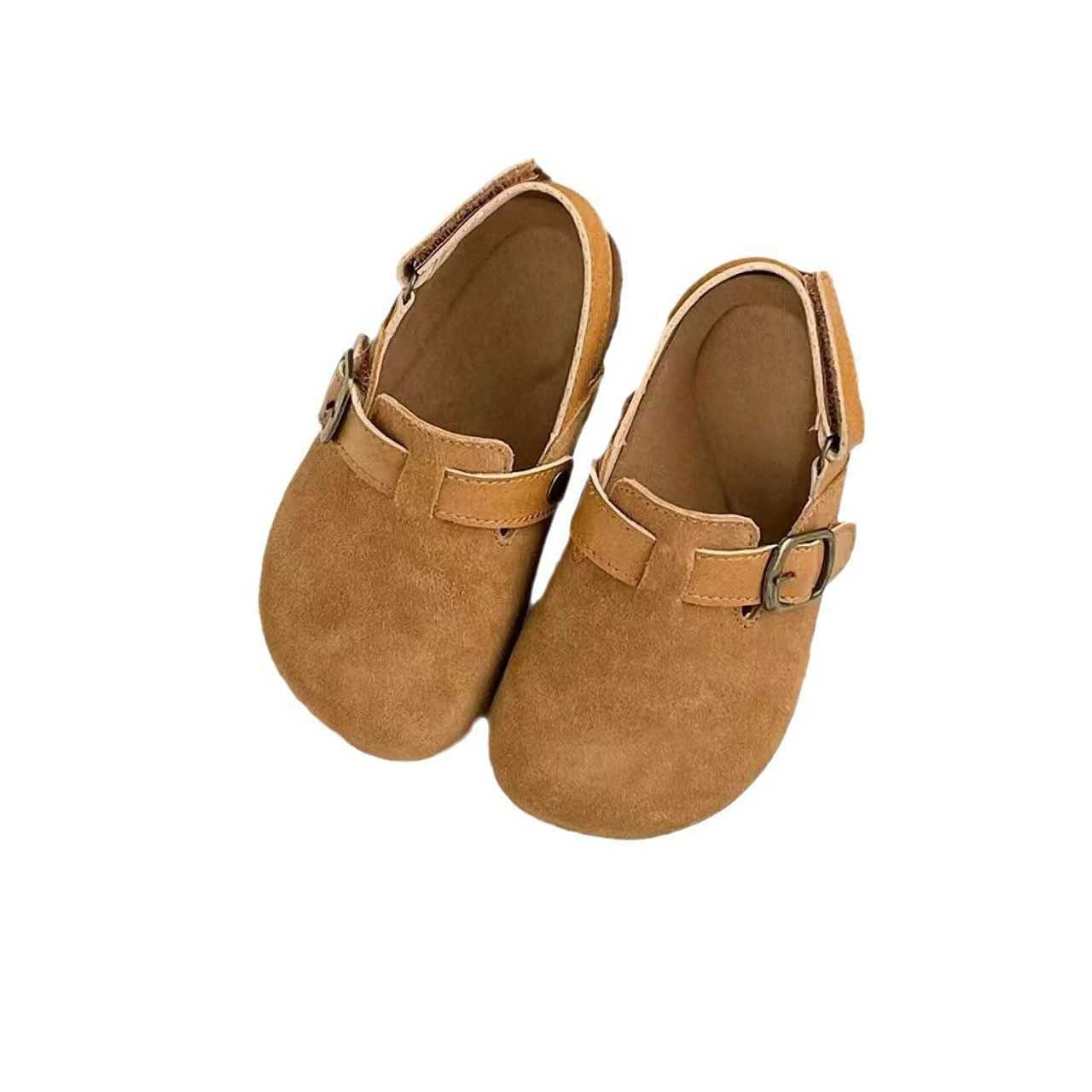 Slipper Baotou Childrens Fashion Boken Sandals 2025 Summer Shoes Anti suede Leather British Style Childrens Beach Shoes Baby Sandals S25326