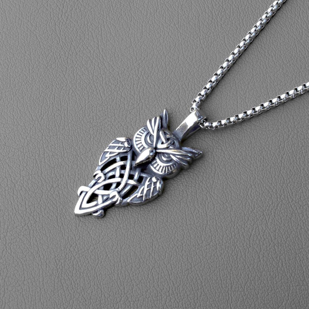 Vintage Viking Owl Necklace - Titanium Steel Men's and Women's Pendant Nordic Style