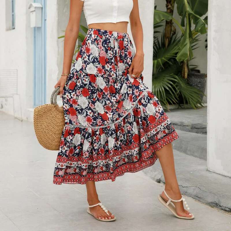 Dongdumaoyi Nieuwe Collectie Rayon Beach Resort Rok Voor Dames Casual En Modieuze Midi Vakantie Aan Zee B