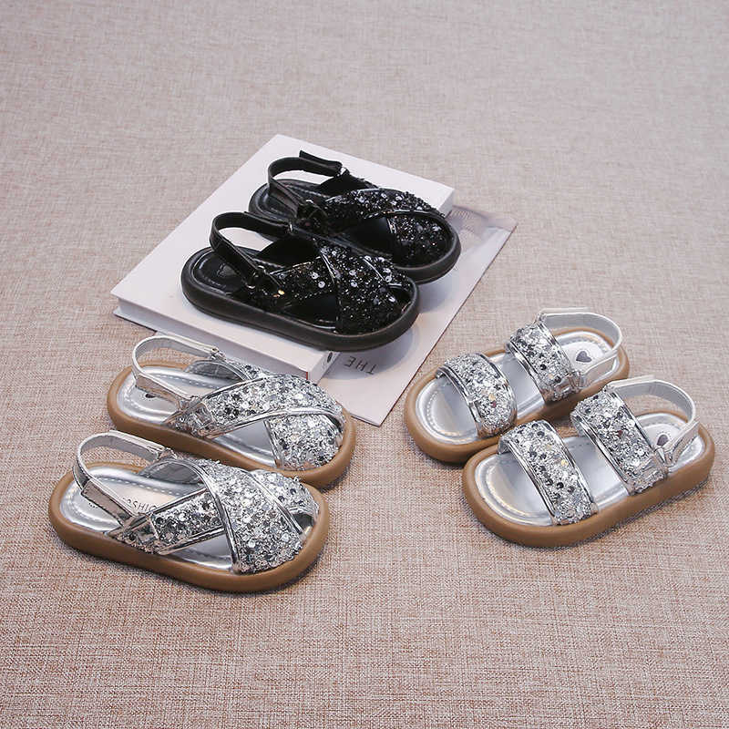 Slipper Childrens Fashion Glitter Cold Slippers 2025 Korean Edition Summer New Style Wear One Line Casual Versatile Slippers Trendy S25326