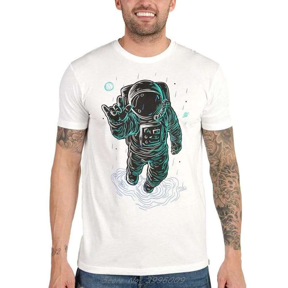 Men s casual cotton T shirt fashionable streetwear space astronomer pattern print new collection