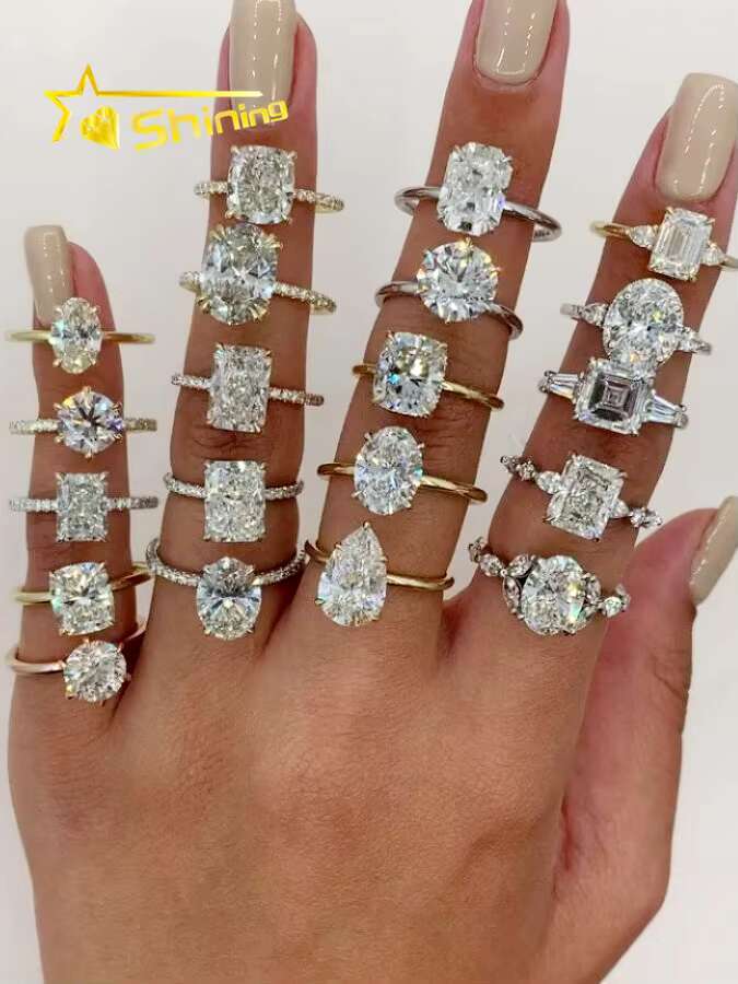 Fine Jewelry 925 Sterling Silver Engagement Rings VVS Fancy Cut Moissanite Diamond Ring Custom GRA Moissanite Ring For Women