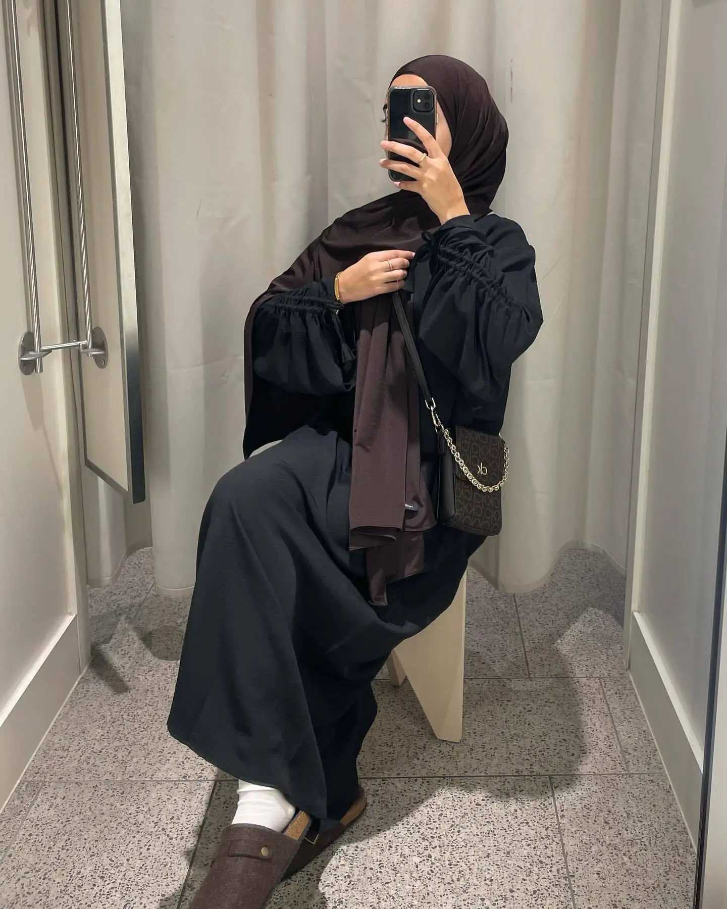Eid Islamic Modest Dress for Women Abaya Lace-up Slve Morocco Casual Ramadan Vestidos Prayer Kaftan Dubai Muslim Long Robe X2505141