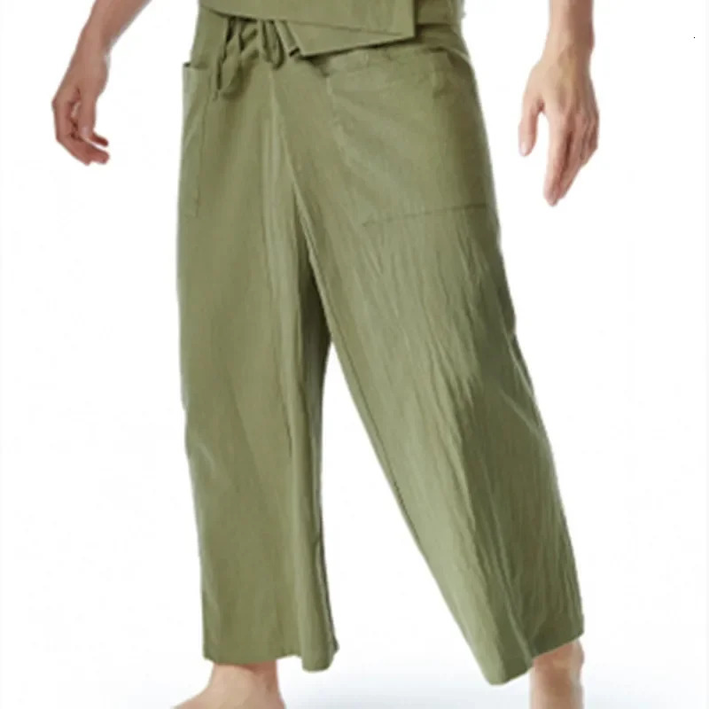 Summer Daily Thai Fisherman Linen Pants Mens Loose Yoga Pirate Harem Bag Tights Socks Family Clothes Quick Drying Trousers 250327