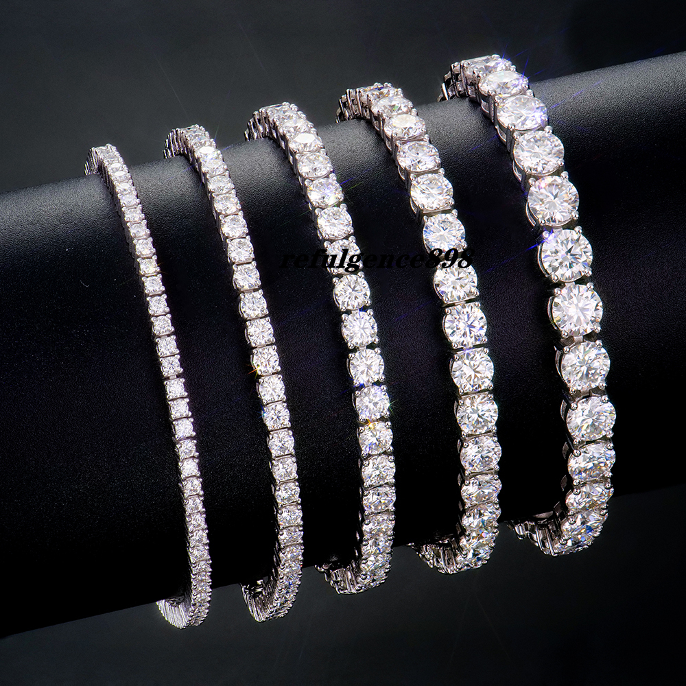 Factory Wholesale 2-6mm Iced Jewelry 925 Sterling Silver VVS Graded Mossanite Moissanite Diamond Tennis Chain Bracelet Gift
