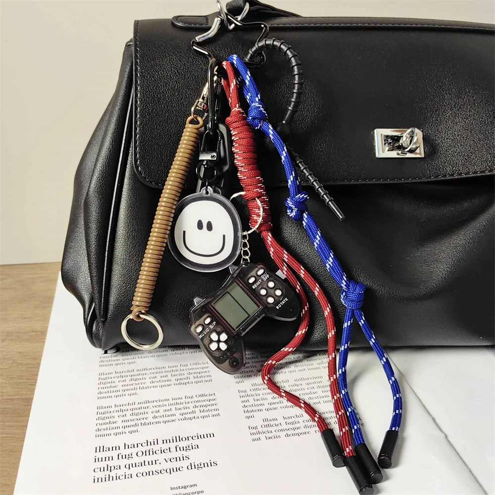 Ins keychain Multi element bag pendant DIY Handmade woven rope game machine decoration250325
