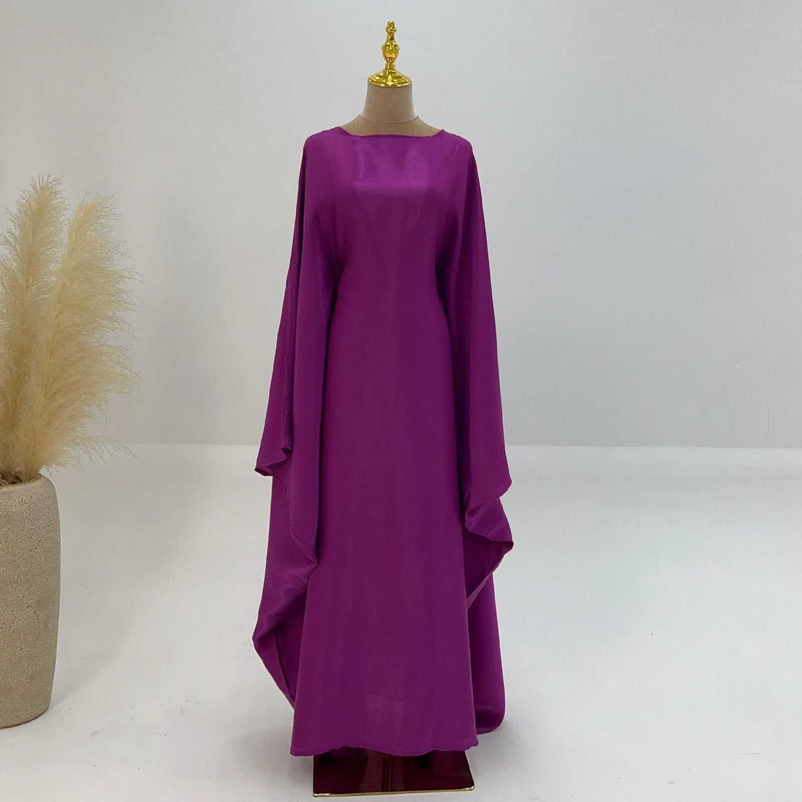2025 Ramadan Satin Abaya Islam Muslim Summer Batwing Slve Maxi Dress Ka Abayas For Women Kaftan Robe Musulmane Femme Vestidos X2505141