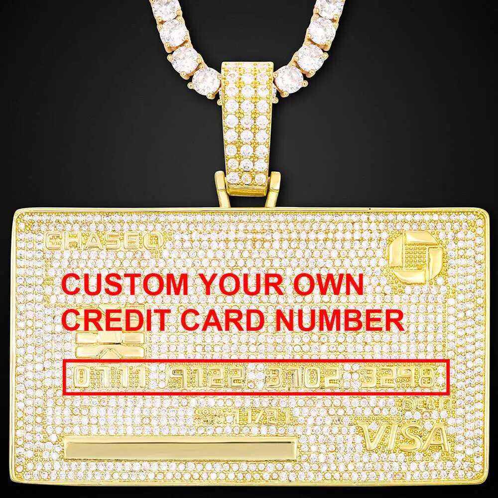 Personalized Custom Your Own Credit Card Pendant Solid 925 Sterling Silver Vvs Moissanite Iced Out Hip Hop Jewelry Men Chain