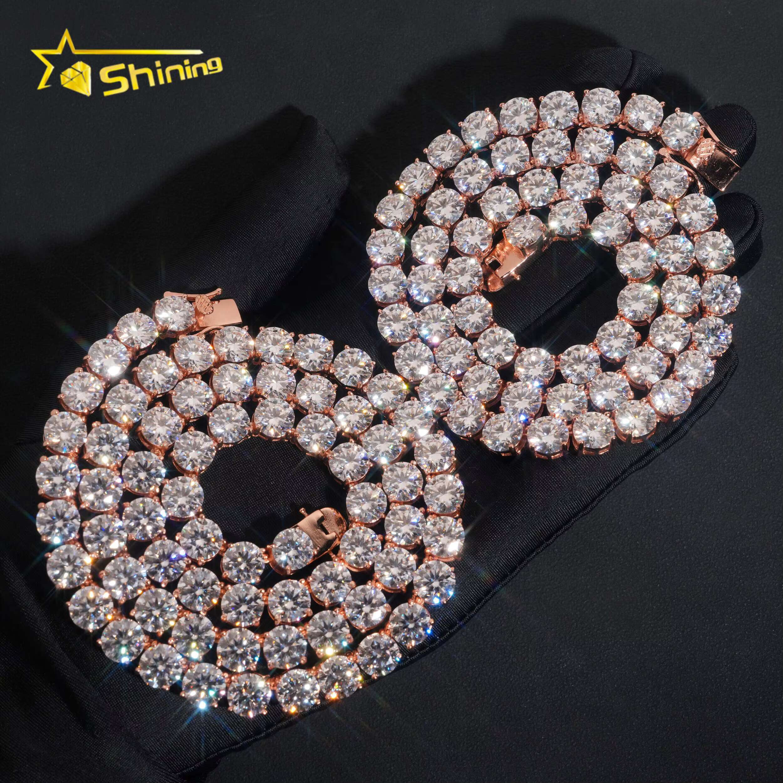Wholesale Price 8mm Moissanite Tennis Chain S925 Gold Plated Pass Diamond Tester Gra Certificate Moissanite Fine Jewelry
