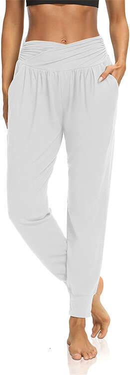Women Yoga Pants New Leisure Summer Hot Selling Cross Lifting Buttocks Solid Color Printed High Waist Base Yoga Pants YJ
