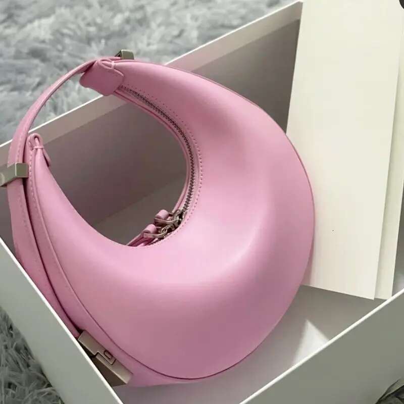 2025 Women's Aesthetic New Saddle Korean Leather Handbag Y2k Mini Dumpg Pink White Shoulder Brand Round Pillow Bags On Sale
