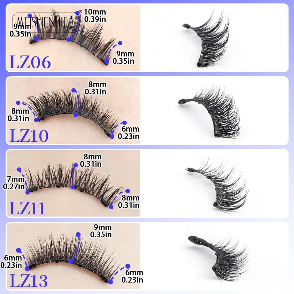 Wholesale 5 Pair Magnetic Eyelashes Kit Natural Long False Eyelashes with Magnetic Eyelashes Tweezers Set Makeup Tool 250324