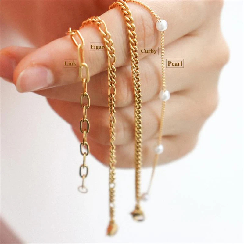 14K Gold Filled Figaro Chain Bracelet Handmade Pearl Jewelry Boho Charms Bracelets Bridesmaid Gift Vintage Anklets for Women 250318