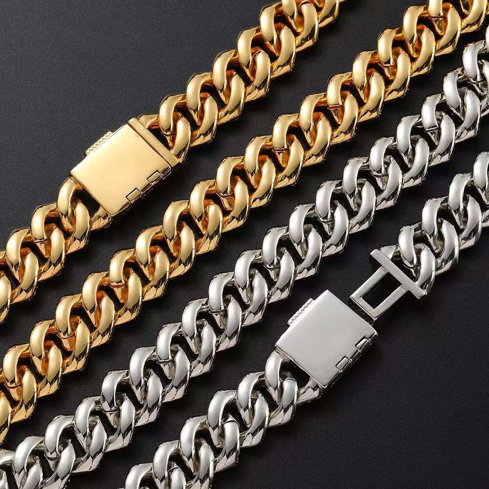 Wholesale 12MM Fashion Iced Heavy Diamond Cuban Necklace 18K Gold Man Women Moissanite Miami Cuban Link Chain Necklace
