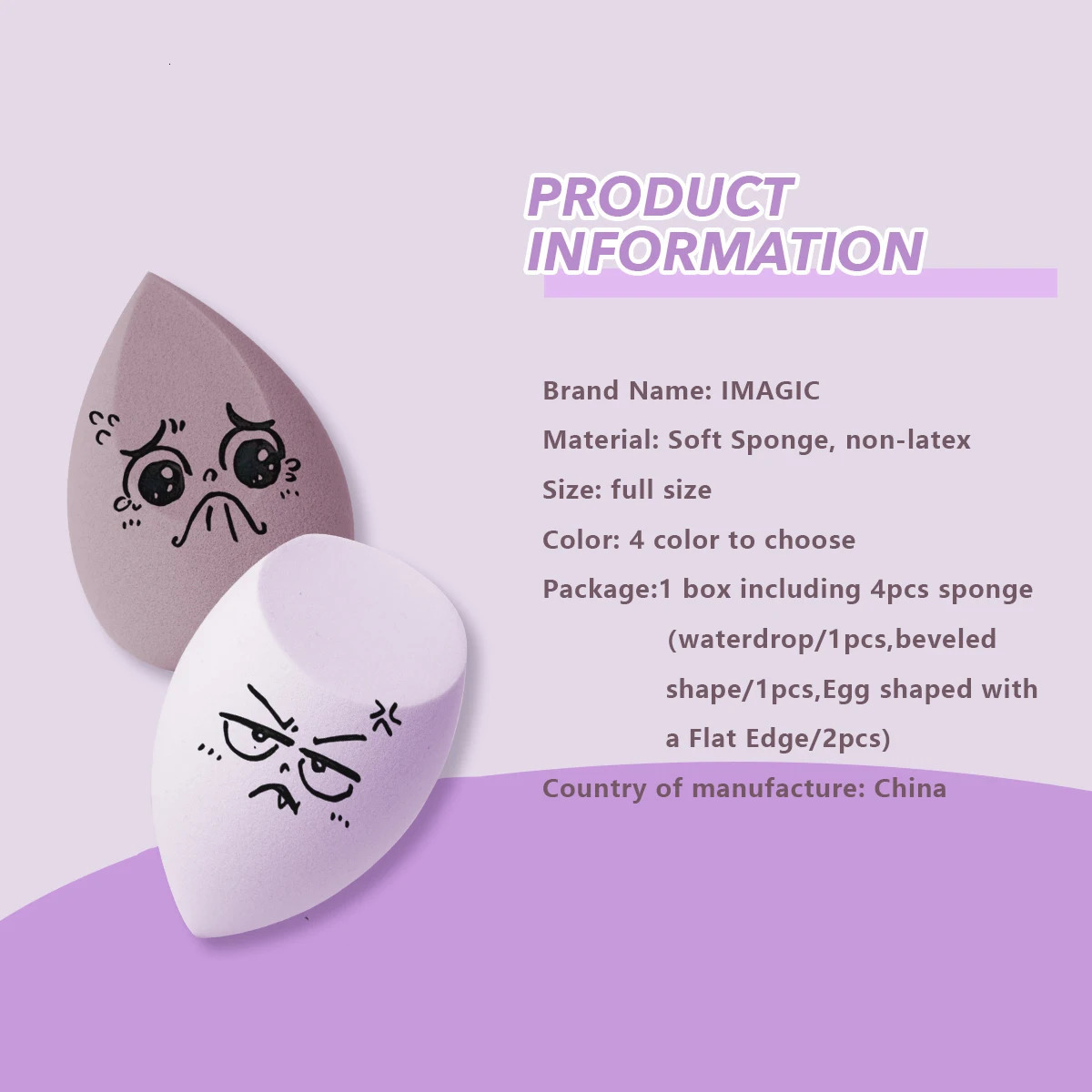 IMAGIC Sponge 4pcs/Set Makeup Puff Cosmetic Latex Soft Beauty Ball Foundation Powder With Box Wet and Dry Colorful Makeup Tool 250317