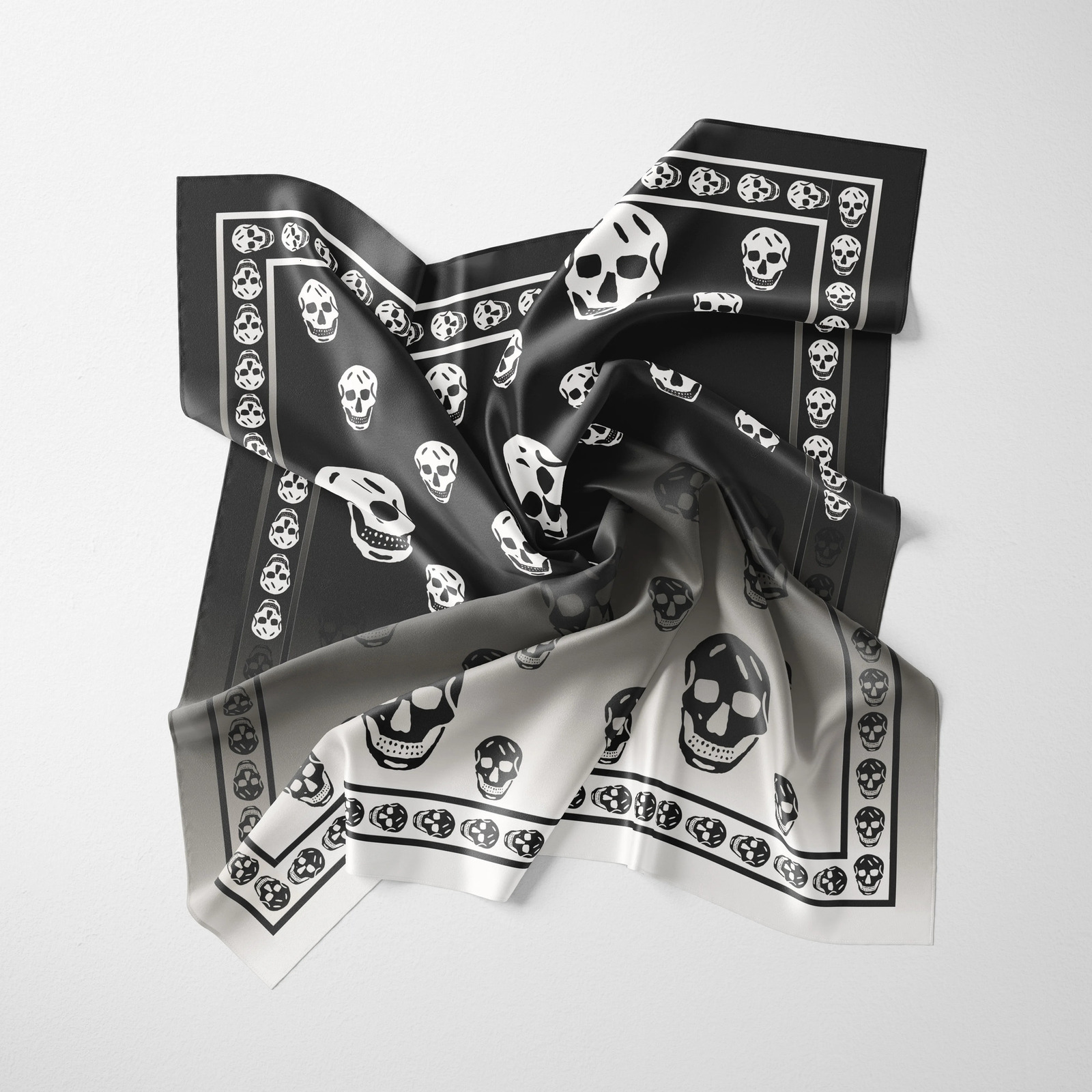 Support Customize est Women Chiffon Skull Scarf Hijab Shawls And Wraps Female Foulard Echarpe Gradient Bandana 250322