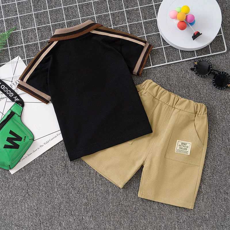 0-5-year-old boys set childrens summer polo shirt short sleeved+shorts two-piece set baby comfort clothingT250327