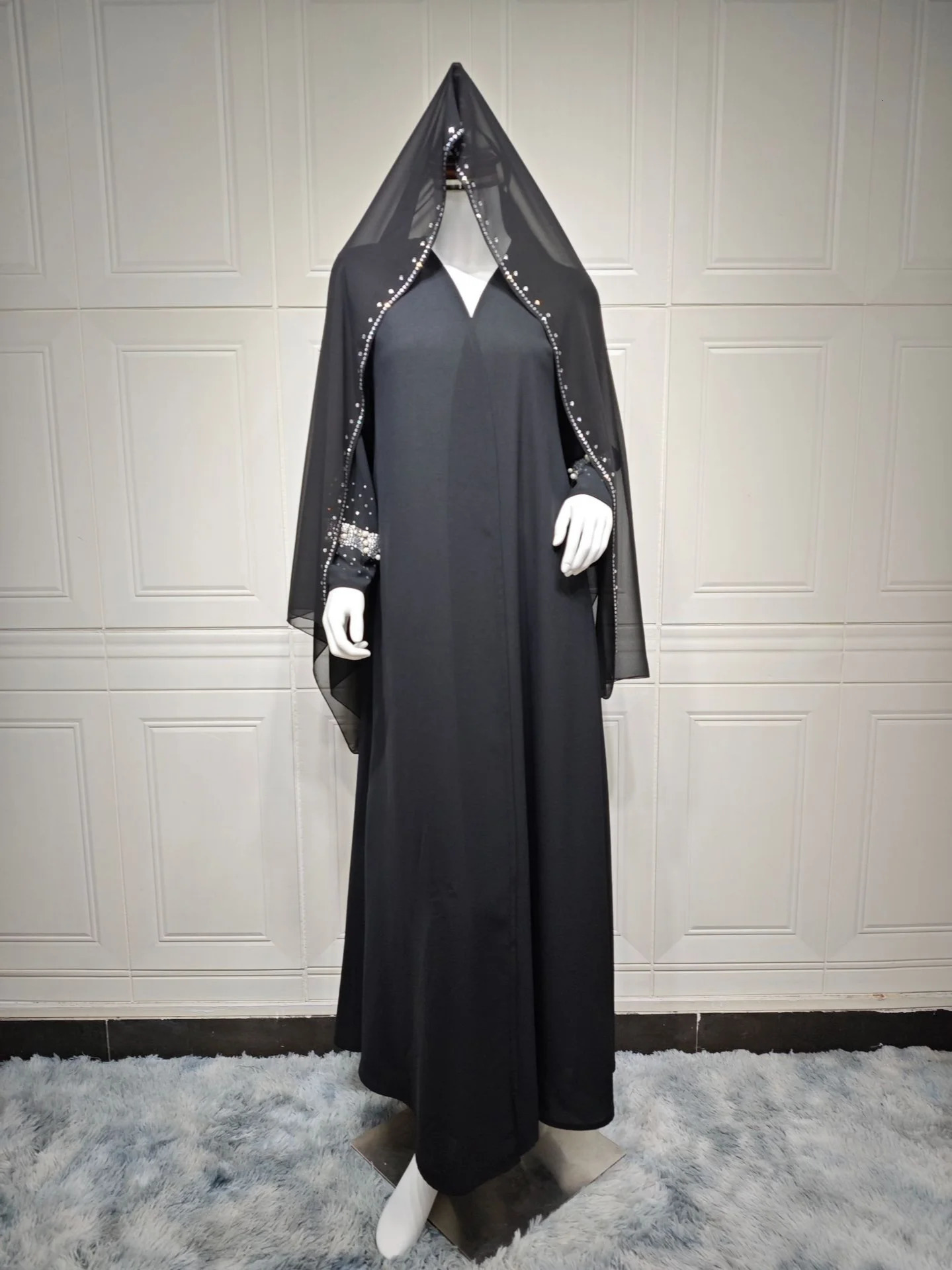 Eid al Fitr Muslim Diamond Pearl Abaya Womens Shawl Abayas Jarabia Party Dress Dubai Kaftan Vishidos Lagos Robe 250326