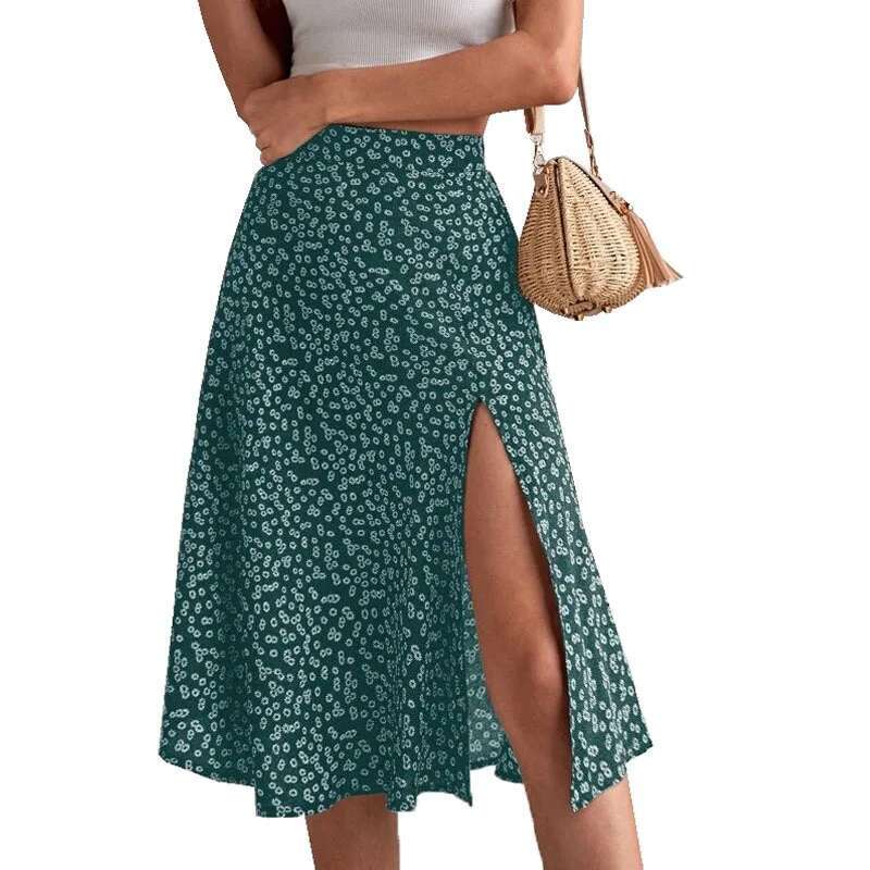 Dongdumaoyi Lente Zomer Damesmode Casual Effen Kleur Midi Rok Met Riem En Elegante Stijl B