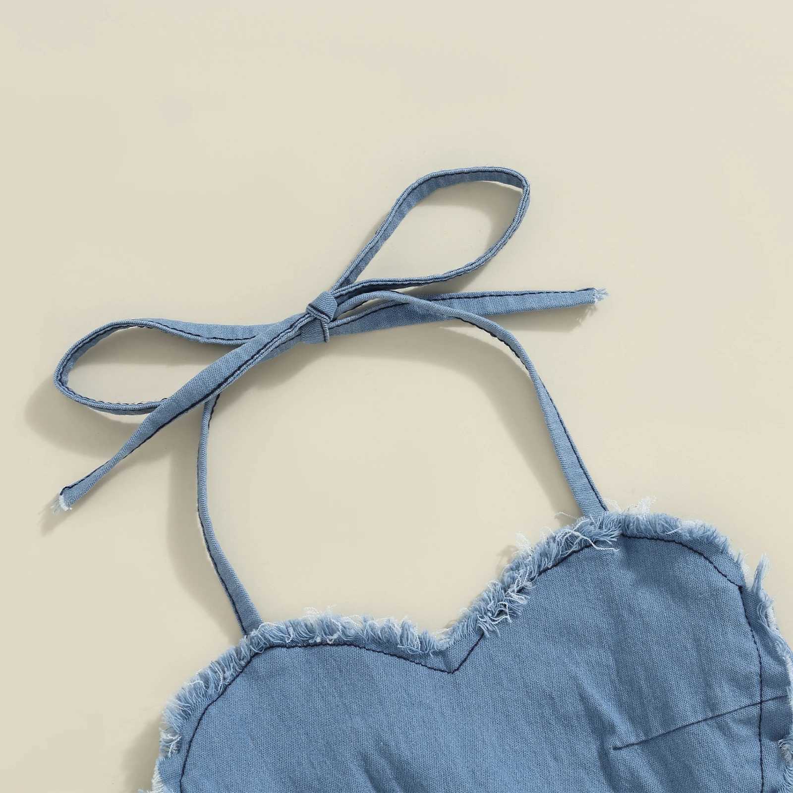 Pudcoco Childrens Baby Girls 2Pcs Denim Set Sleeveless Strap Collar Top+Wrinkle Skiing Set Childrens Clothing 1-6TT250327