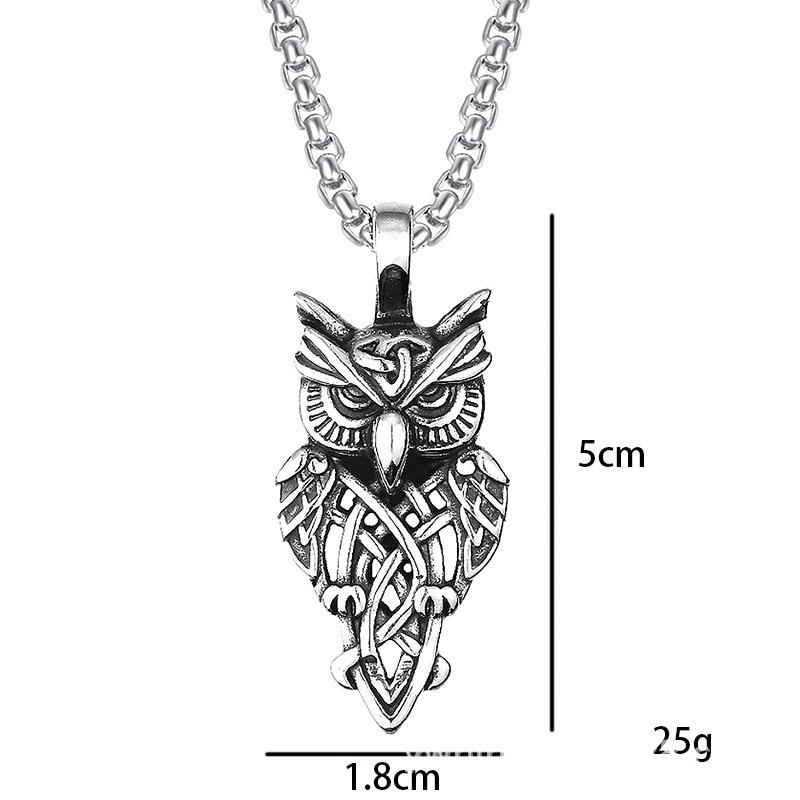 Vintage Viking Owl Necklace - Titanium Steel Men's and Women's Pendant Nordic Style