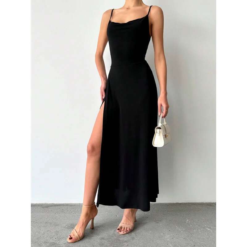 Dongdumaoyi Dames Sexy Elegante Lente Zomer Nieuwe Eenvoudige Mode Sling Midi Jurk C