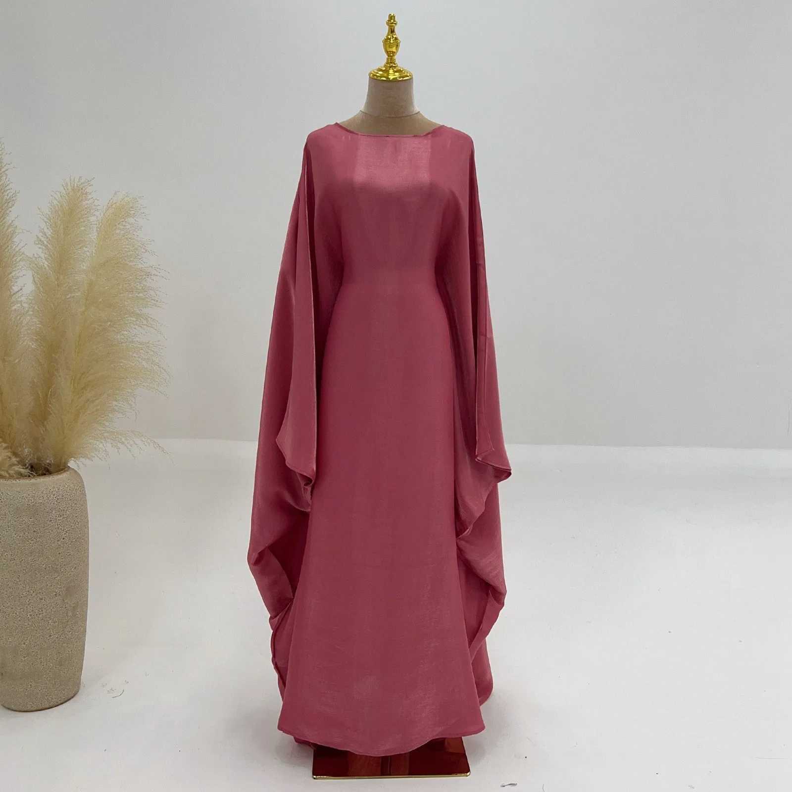 2025 Ramadan Satin Abaya Islam Muslim Summer Batwing Slve Maxi Dress Ka Abayas For Women Kaftan Robe Musulmane Femme Vestidos X2505141