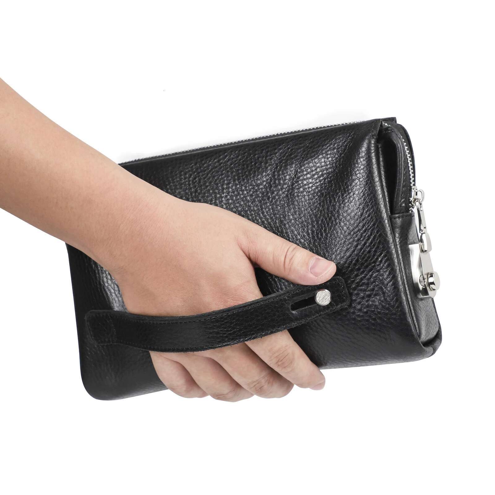 CONTACT'S Genuine Leather Male Password Design Men Handbag Wristlet Large Capacity Clutch Purse Casual Wallet Bag