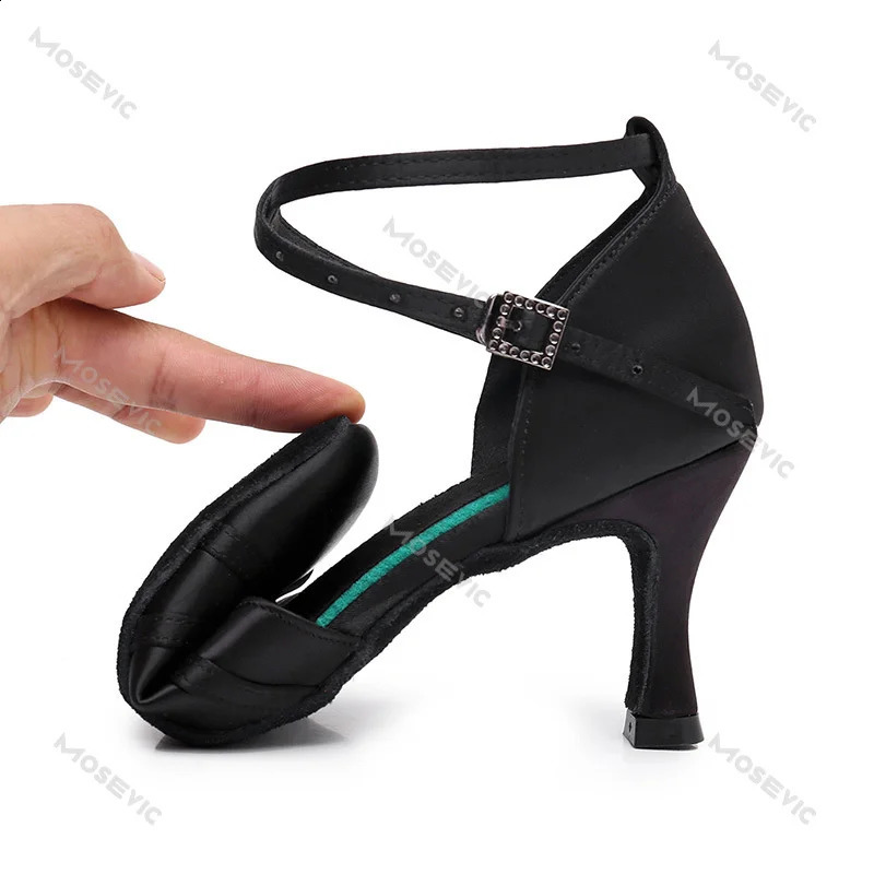 Silk Satin Latin Dance Shoes Tango Salsa Ballroom Dancing Shoes For Women Indoor Professional High Heels Dance Sneakers 5.5/7cm 250327