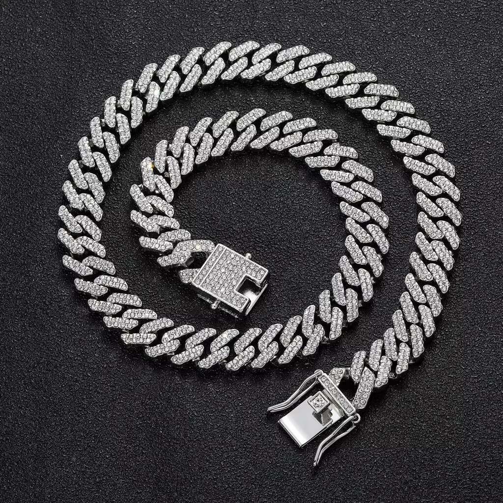 Wholesale Rose Gold Silver Gold Cuban Moissanite Link Pet Dog Chain Collar