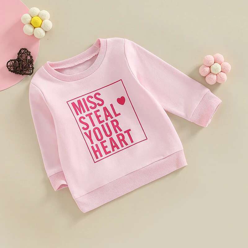 Ddmyshoesvip Infant Girl S Spring Sweaters Cute Heart And Letter Print Long Sleeve Round Neck Pullovers For Toddlers