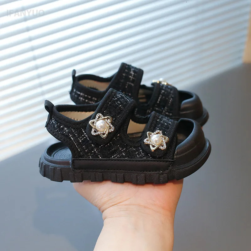1-10Y Childrens Shoes 2025 Summer Sandals Girls Shallow Shoes Childrens Fashion Toe Protect Casual Childrens Sandal 250326
