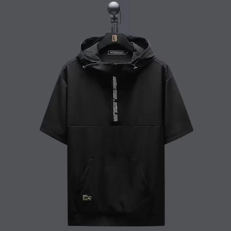 fashion street clothing hooded mens Tshirt hiphop Techwear Y2K top summer letter short sleeved sports 250326