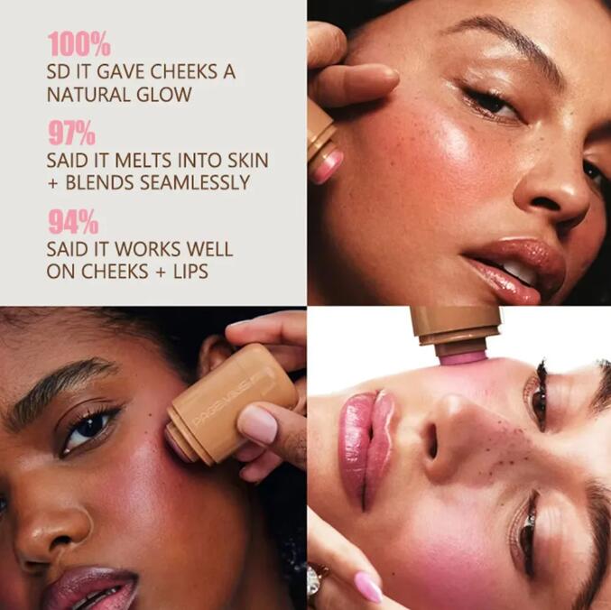 PAGE VINE Pocket Blush Stick 6 Colors juice box frecke Spicy Marg Multi-Functional Lip & Cheek Hydrating Stick Highlighter Waterproof Natural Blush