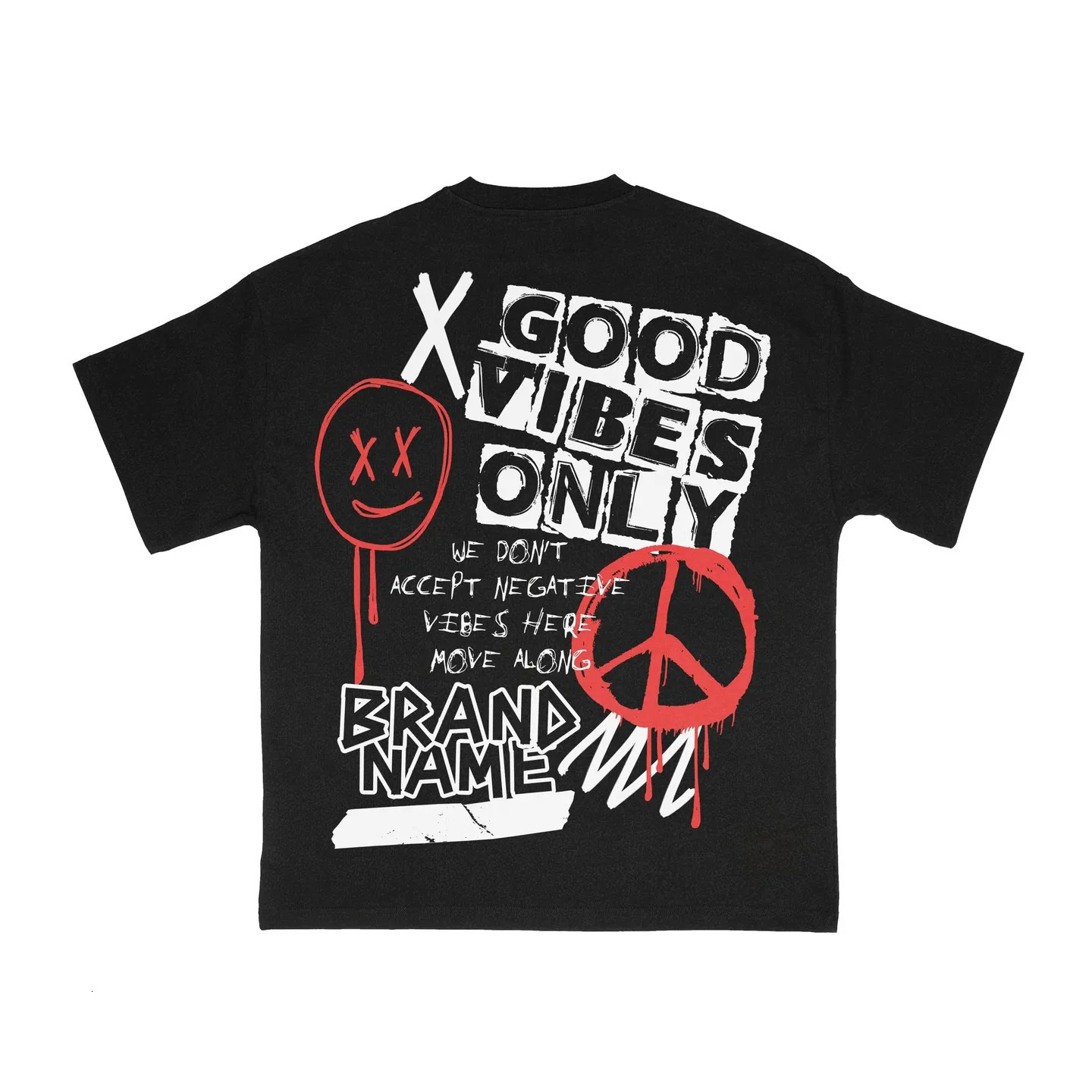 American retro Y2K 2025 crew collar cotton lettering printed oversized hiphop Tshirt mens highquality loose trend short sleeved INS 250326
