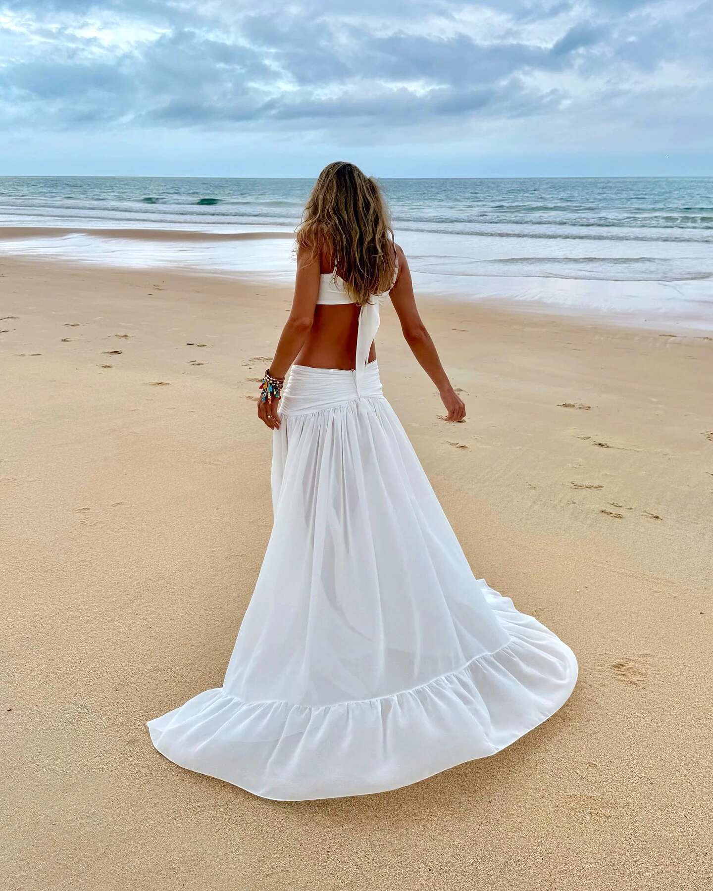2025 New Gradient 3 Piece Sexy Women Swimsuit Swimwear Female Skirt Bikini Set Thong Biquini Bathing Swimming Suit