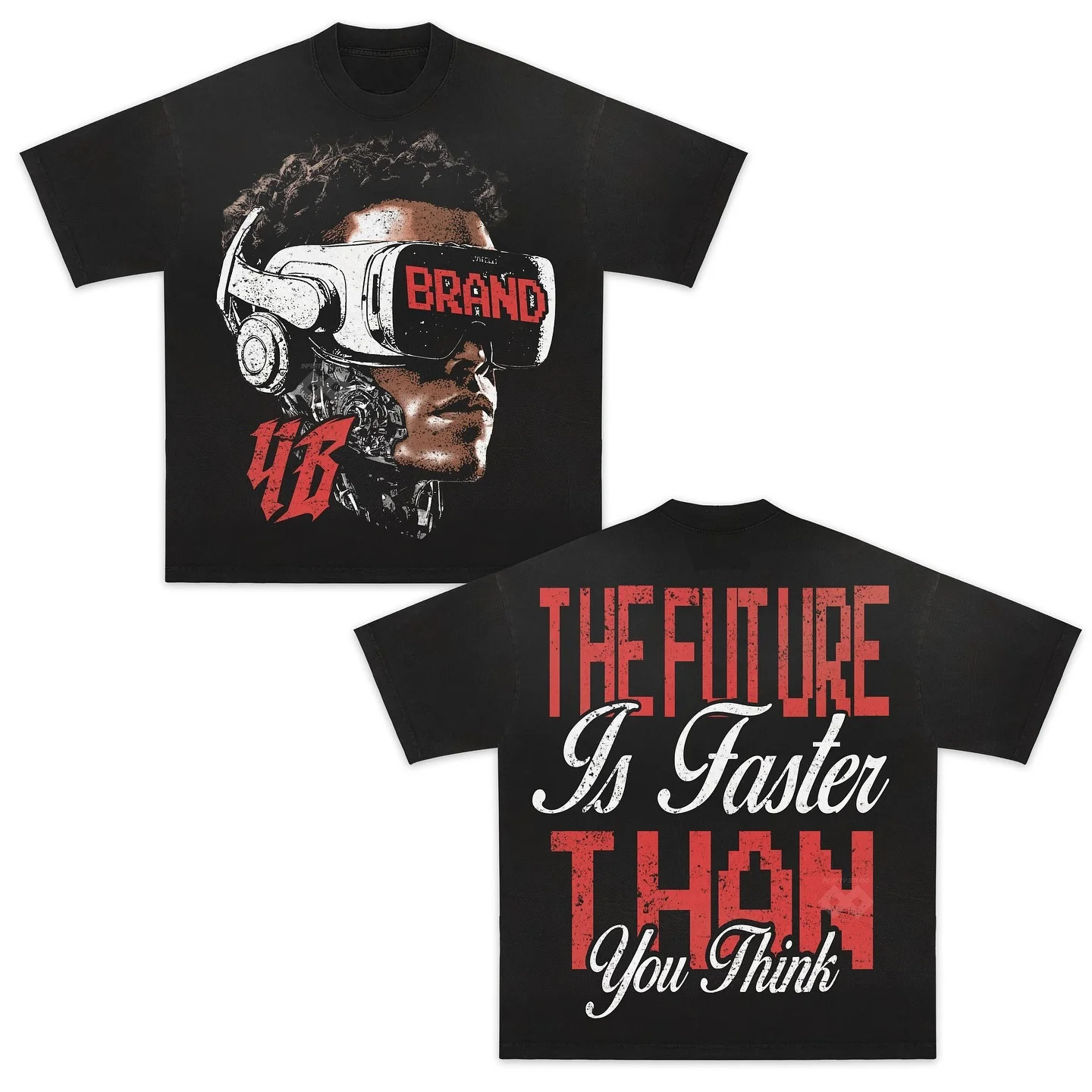 American Fashion Y2K Crew Collar Cotton Skull Print Super Hip Hop Rock Tshirt Mens High Quality Loose Short Sleeve 250318