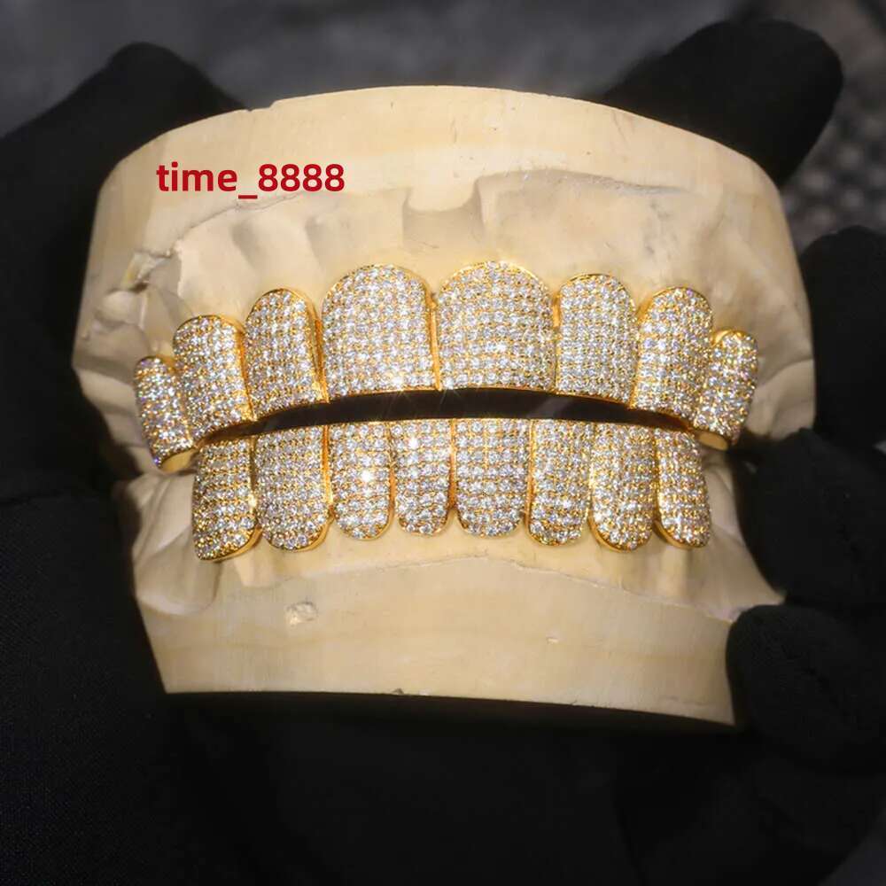 Custom Made Personalized VVS Moissanite Dia Dental Grills Mens Hip Hop Jewelry 14K Gold Sier Iced Out Grillz For Teeth