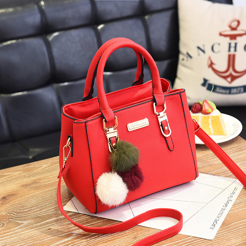 Bag women's new fashion single shoulder small bag double large capacity hairball hand oblique span women's bag