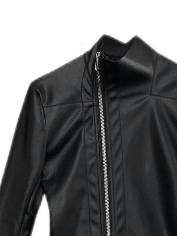 Streetwear Solid Womens PU Jacket Y2k Aesthetic Zipper Ultra Thin Suitable for Cutting Elastic Jacket Harajuku Casual Black Punk Mujer Chaqueta 250322