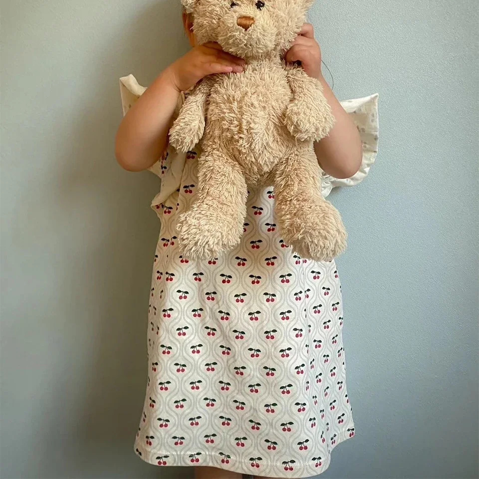 Children Clothes Suit Summer KS Girls Heart Print T-shirt Shorts Kids Dresses Baby Sling Tops T Rompers Casual Outfit Sets 250326