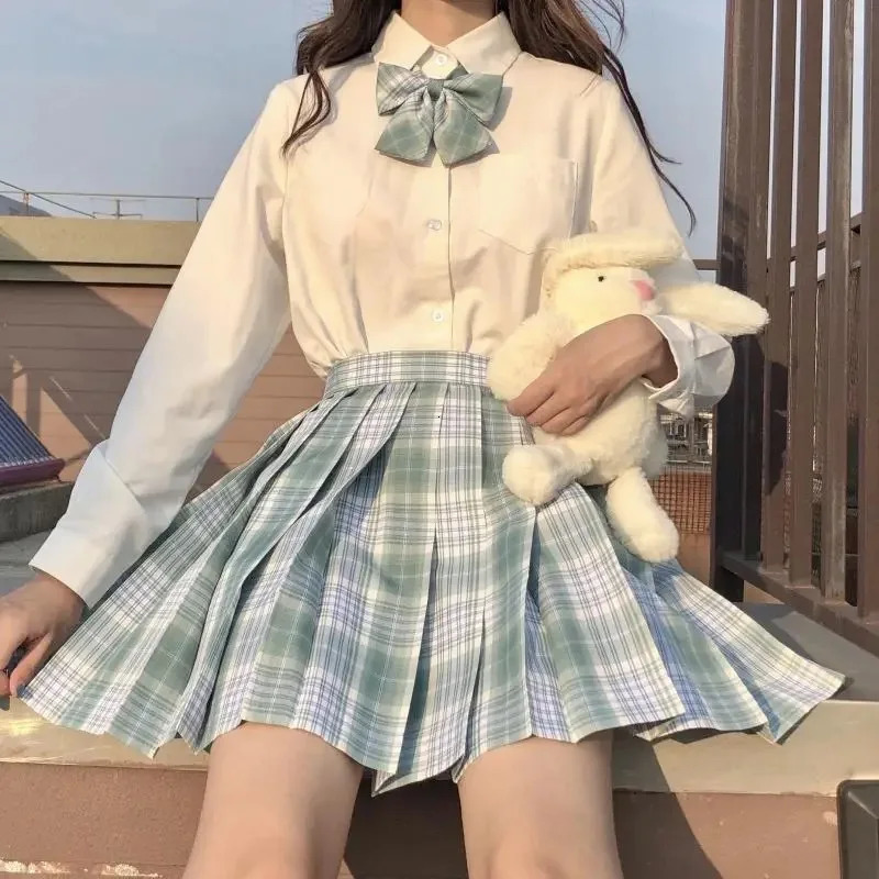 Japanese school uniform original Jk Plus size S8xl spring and autumn checkered skirt top bow set sailor 250326