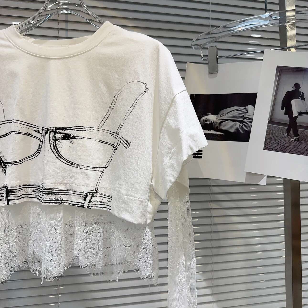 Summer New Collection Short Sleeve Hand-Painted Cartoon Top Lace T Shirt Women Two Piece Set Gr060