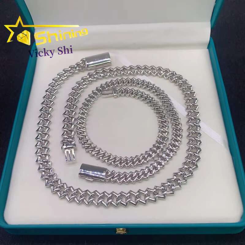 Fine Jewelry Rapper Hip Hop Necklaces 8MM 10MM 13MM 925 Sterling Silver Iced Out VVS Moissanite Cuban Link Chain