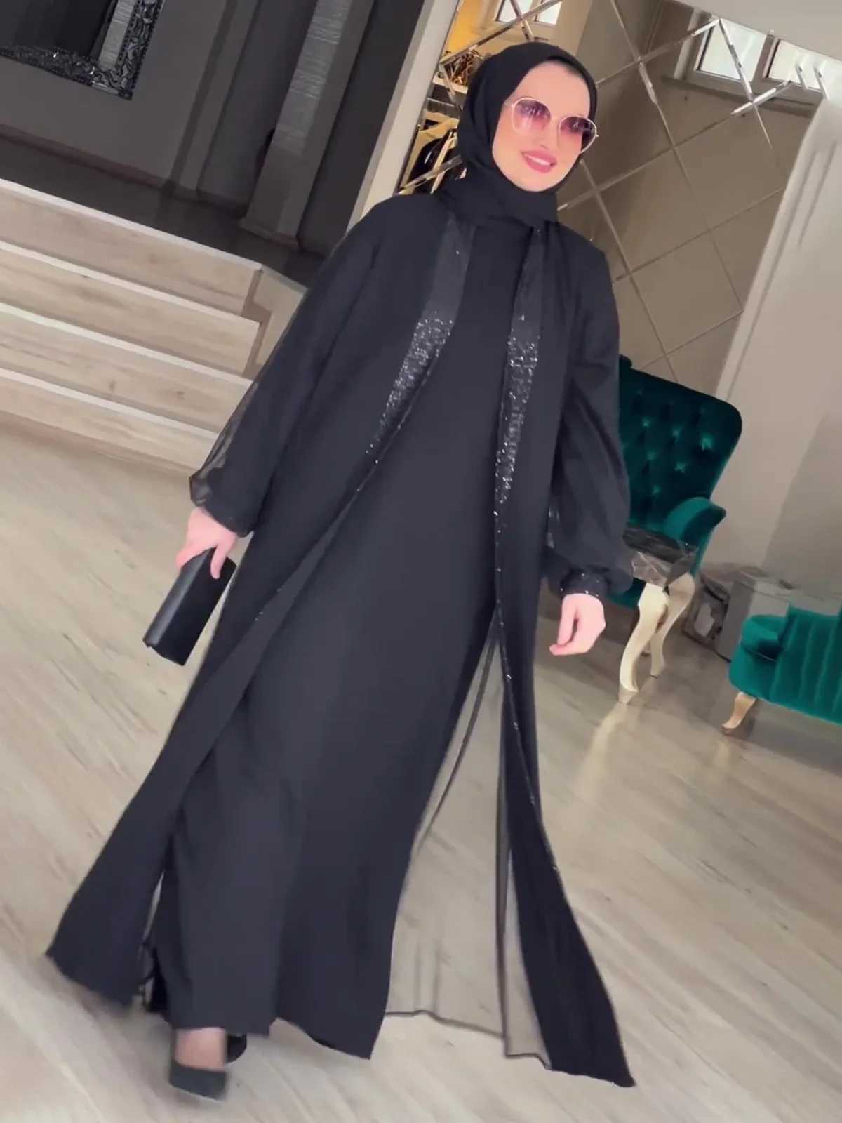 Muslim Modest Women Dress Jalabiya Vestidos Eid Ramadan Arabic Long Robe Dubai Islam Morocco Kaftan Abayas Cardigan Dresses 2024 X2505141