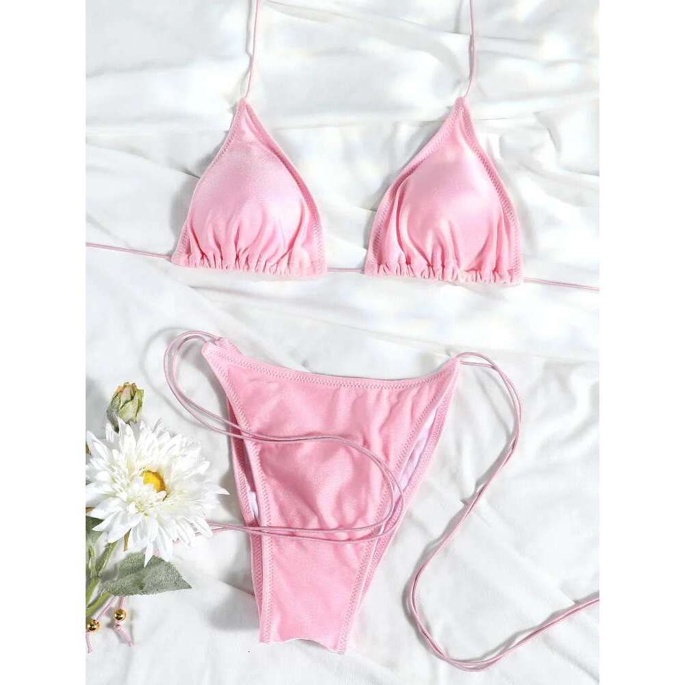 Sexy Triangle Mini Sets Micro Thongs Swimsuit Women Bathing Suit Biquini Bandage Beachwear Print Swimwear Thong Bikini