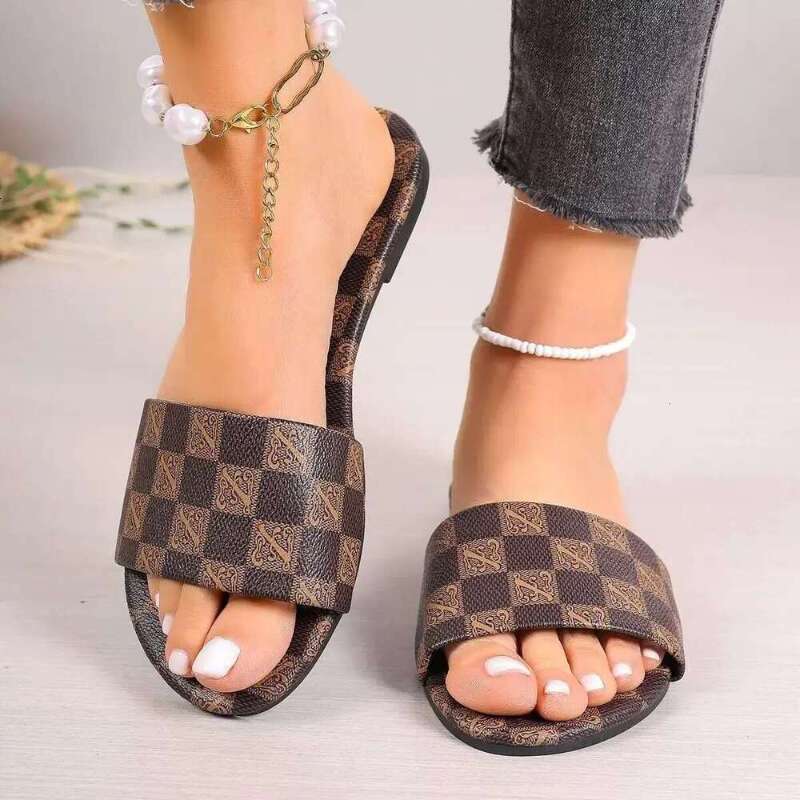 2025 Free Shipping new designer slippers flat sandals Checkered shoes slides womans sandal Slipper woman Outdoor casual szie eur 36-43 dh3138027