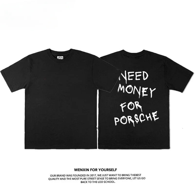 Short sleeved fun graffiti street retro European and American letters men women printing trend English y2k top 250326